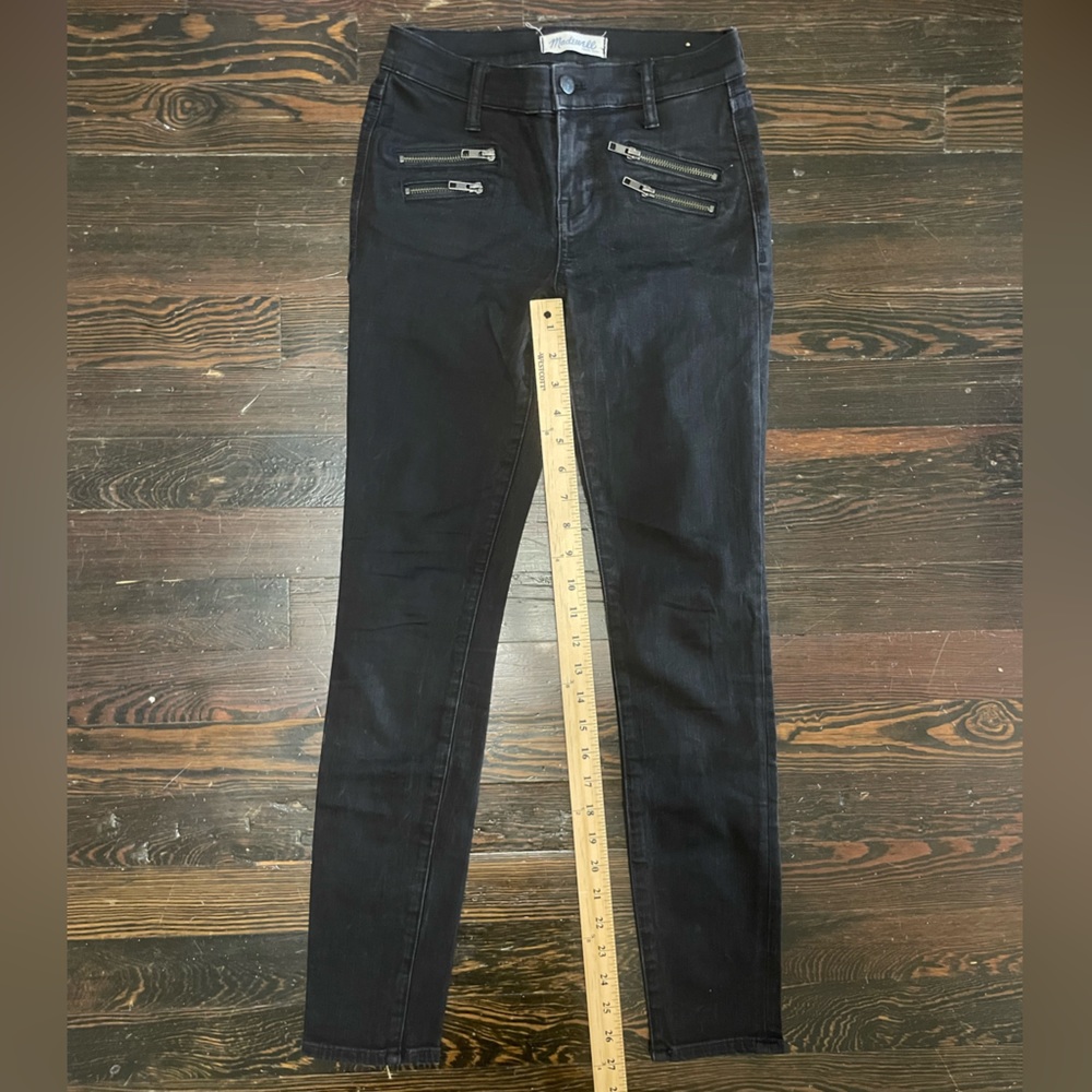 Madewell Skinny Washed Black Double Zipper Pocket Jeans Size 25